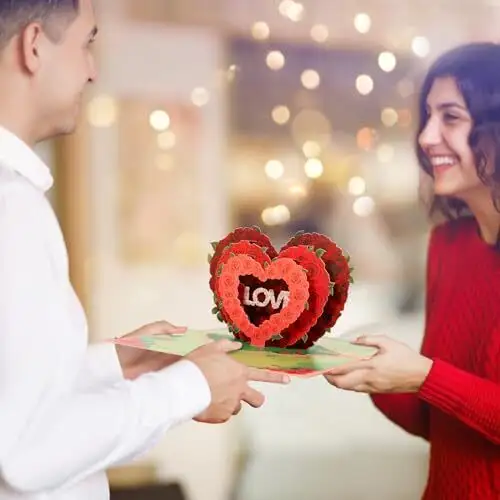 2024 biglietto di auguri Pop-Up con ghirlanda d'amore tridimensionale di grandi dimensioni di san valentino con confezione e stampa di buste