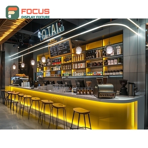 ตู้โชว์กาแฟแบบรวม ตู้โชว์ขวดไซรัป ลายไม้โอ๊คธรรมชาติ ตู้โชว์ร้านกาแฟบูติก - Product Image 4