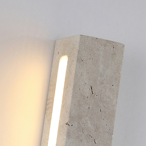 Wabi-Sabi Yellow Cave <span class=keywords><strong>Stone</strong></span> LED Lámpara de pared Dormitorio Mesita de noche Travertino Sala de estar Pasillo Pasaje Tira larga Diseño de Bollo de pared - Product Image 6