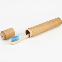 Brosse à dents en bambou écologique avec étui de voyage, poils doux en charbon de bois biodégradables et tube en bambou réutilisable