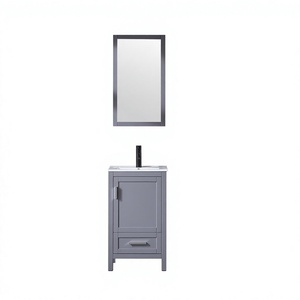 Meuble-lavabo autoportant en bois massif, moderne et écologique, avec miroir encadré, vasque en céramique, résistant à l'eau, style ferme, pour atelier - Product Image 1