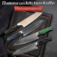 Couteau de chef de boucher Nakiri de Style japonais de haute qualité en acier damas avec poignée G10 pour la coupe de viande de cuisine à domicile