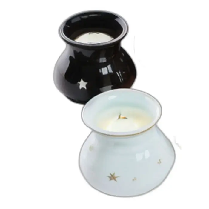 Lámparas de aceite esencial de cerámica esmaltada creativa, quemador de aroma para decoración del hogar, incensario, lámpara calentadora de velas estrella