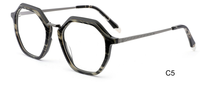 Vente en gros de lunettes optiques unisexes de haute qualité, style tendance, design polygonal, en acétate et métal, fabriquées à la main