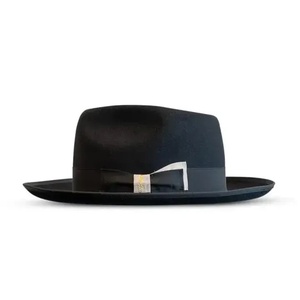 Chapeau Fedora en feutre de laine noir à large bord, chapeau de cérémonie vintage pour adulte, idéal pour les fêtes et les voyages - Product Image 1
