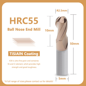 Ballnose Carbide 2 Sáo Côn Bóng Mũi <span class=keywords><strong>End</strong></span> Mill Cnc Ballnose Phay <span class=keywords><strong>Cutter</strong></span> Cho Kim Loại - Product Image 2