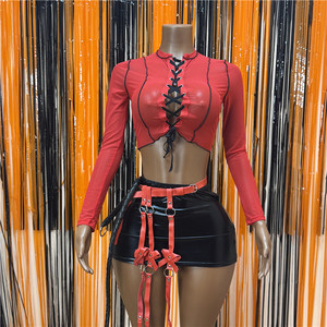 Jiubaju Ensemble de lingerie érotique deux pièces pour <span class=keywords><strong>femme</strong></span>, style uniforme de policière et infirmière, avec découpes, pour cosplay et jeux de rôle, thème 'Drillmaster' - Product Image 5