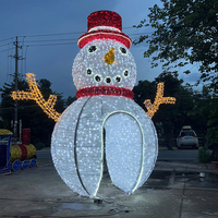 Arche de Noël géante en métal/PVC avec motif bonhomme de neige 3D LED pour extérieur, éclairage grandeur nature, décoration paysagère commerciale