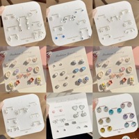 Joyeros Por Mayor Sommerliche Blumen-Herz-Ohrstecker Damen Verlobungs-Party Geschenkset Wolfram Koreanischer Stil 925 Silber Plattiert