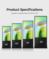 Pantalla Táctil Digital Android de 43 Pulgadas para Interiores, Tótem Publicitario para Centros Comerciales, Kiosco con Pantalla LCD, Panel IPS