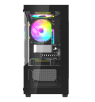 Boîtier de PC Gamer Micro ATX avec panneau latéral en verre trempé, table de bureau RGB, tour d'ordinateur pour jeux