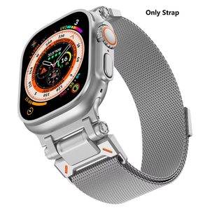สายนาฬิกาข้อมือสแตนเลสสตีลแบบตาข่าย Milanese สำหรับ Apple Watch S11 10 46 มม. Ultra 49 มม. SE 44 มม. สายรัดแม่เหล็กแบบเปลี่ยนได้ - Product Image 1