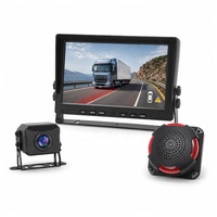 Moniteur DVR 4 canaux avec écran IPS 10,1 pouces, détection IA BSD intégrée, alarme de zone aveugle pour personnes et véhicules avec haut-parleur d'alarme sonore et lumineux