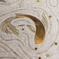 Carreaux de marbre de mosaïque de conception moderne faits à la main carreaux de Koi d'or véritable pour l'intérieur TV fond mur salon chambre carreaux de tapis