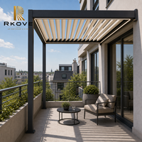 Pergola murale RKOVE RK-C1 avec toit à lames motorisées, gain de place, pour balcon d'appartement, terrasse, petite couverture de patio