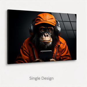 Art mural DJ Monkey : Impression de portrait animal avec casque pour salle de jeux, studio de <span class=keywords><strong>musique</strong></span>, salon, hôtel et intérieurs contemporains - Product Image 4