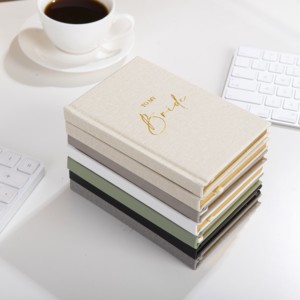 Sang Trọng Ép Da Vàng Đóng Dấu Album Ảnh Tang Lễ Khách Gỗ Hát Trong Cuốn Sách Với Bút Linen Lời thề Sách Cho Đám Cưới - Product Image 4