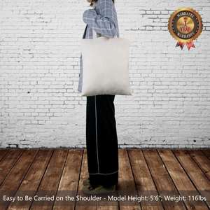 Eco-Friendly Reusable Cotton Canvas Tote Shopping Bag Heat Transfer Letter Pattern <b>Printed</b> - Product Image 2