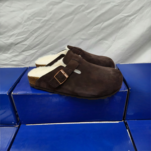 Toptan Boken kalınlaşmış yün koyun derisi entegre erkekler ve kadınlar yetişkin yarım kaplı ayak sıcak polar astarlı terlik takunya ayakkabı - Product Image 3