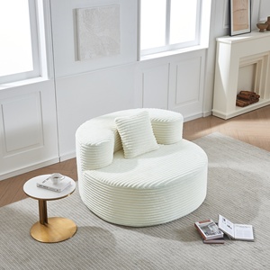 ชุดเตียงโซฟาผ้าสักหลาดพับได้แบบทันสมัยไม่มีที่วางแขนหมอนหุ้มเบาะสำหรับวิลล่าอพาร์ทเมนต์ห้องนอนหอพักสีขาว - Product Image 4