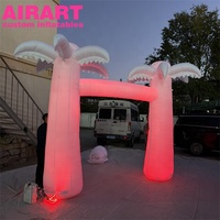 Arche gonflable personnalisable en forme de cocotier blanc avec éclairage, arches gonflables en forme de palmier pour événements
