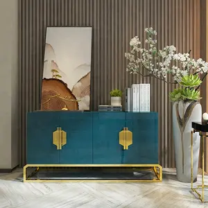 Modern console table with mirror glass wooden cabinet gold stainless steel living room furniture