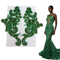 Applique de corsage de luxe en cristal et strass, motif floral, style patchwork perlé, pour robe de mariée, de bal ou de soirée