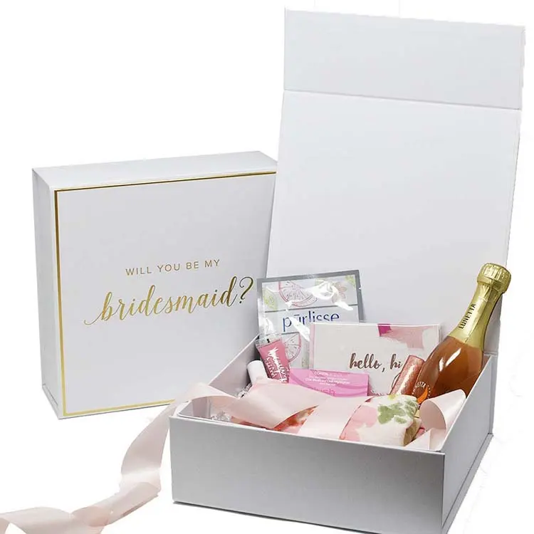 Caixa de presente para damas de honra, caixa de presente para madrinhas de casamento, manteiga, luxo, caixa magnética de presente