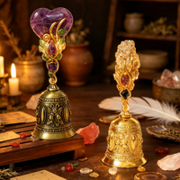 Cloche Magique en Cristal Naturel Tourmaline Étoile Lune Amour, Accessoire Créatif DIY pour Halloween, Idéal pour les Sorcières