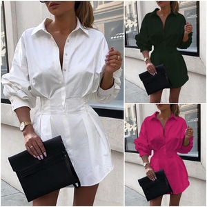 2021 Spring New Designs <strong>Women</strong> Button Down <strong>Dress</strong> Long Sleeve <strong>White</strong> <strong>Shirt</strong> <strong>Dress</strong> - Product Image 2