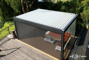 <span class=keywords><strong>Pergola</strong></span> de jardin Shinilion en <span class=keywords><strong>bambou</strong></span> et aluminium imperméable avec <span class=keywords><strong>toit</strong></span> à lames orientables, arche personnalisée avec cadre thermolaqué - Product Image 2