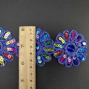 Tự Làm Quốc Gia Quần Áo May Vải Lưới Ren Thêu Hoa Trang Phục Ren Trims 6 Cm Rộng Sắt Trên Hoa Vá Sequined Ren - Product Image 4