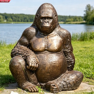YOUFINE Escultura de Gorila Sentado de Bronce Antiguo de Tamaño Real, Estatua Realista de <span class=keywords><strong>Silverback</strong></span> para Parques y Límites de Lagos - Product Image 1