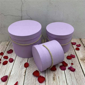 Özel logo baskılı el sanatları hediyeler ambalaj kağıt kapak yuvarlak şekil çiçek kutusu - Product Image 4