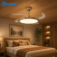 Ventilateur de plafond LED invisible silencieux avec variateur d'intensité, télécommande 6 vitesses, 42 pouces, pour chambre moderne, vente chaude OEM/ODM