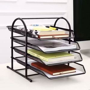 Wholesale Hot Sale 2/3/4/5 Tier Sliding Metal <b>File</b> <b>Tray</b> Black Office Home Bedroom Paper Letter Storage - Product Image 1
