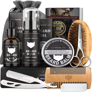 Kit de toilettage et de <span class=keywords><strong>rasage</strong></span> de barbe bio professionnel avec 15 outils en 1, rasoir <span class=keywords><strong>électrique</strong></span>, cire et huile pour la croissance de la barbe, tenue forte - Product Image 6