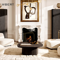 WBERT Table basse moderne et luxueuse en chêne et marbre Plinthe Mulholland Design pour salle à manger, maison, hôtel, villa, style américain