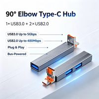 Hub USB 2.0 OEM 3 ports avec couvercle anti-poussière pliable en alliage d'aluminium, lecteur de carte SD, Type-C/USB3.0, Plug & Play pour MacBook et ordinateur portable