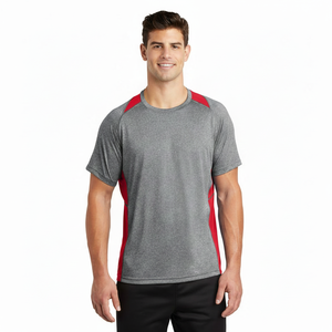 Camiseta de poliéster para hombre Heather Color Block Contender Vintage Heather/ Purple T Shirts - Product Image 1