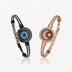 Pulseras Inteligentes para Parejas <span class=keywords><strong>TOTWOO</strong></span>, Diseño de Sol y Luna con Cadena de Serpiente de Circonio, Vibración, Iluminación Táctil, Bluetooth, Regalo para Larga Distancia - Product Image 1