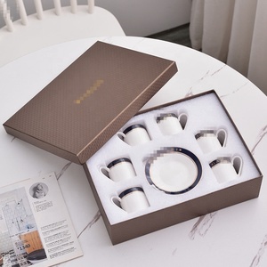 Wholesale Espresso Cup and Saucer <b>Set</b> Essence Coffee <b>Set</b> with <b>Gift</b> Box 6 Cups 6 Saucer Luxury Bone China with Logo Party Country - Product Image 2