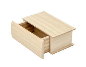 미완성 나무 책 모양 장식 잠금 상자 소나무 상자 DIY 나무 상자 - Product Image 6