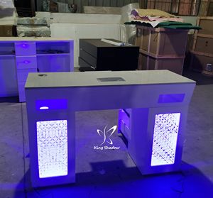 Table de <span class=keywords><strong>manucure</strong></span> moderne pour salon de beauté <span class=keywords><strong>avec</strong></span> éclairage LED et <span class=keywords><strong>aspirateur</strong></span> intégré, facile à nettoyer, idéale pour usage en centre commercial - Product Image 4