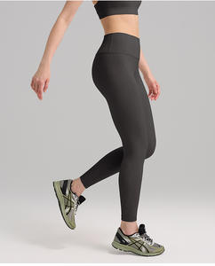 Mallas para correr de cintura alta con logotipo personalizado, mallas de gimnasio de secado rápido, pantalones de yoga ligeros con sensación de desnudo para mujer - Product Image 5