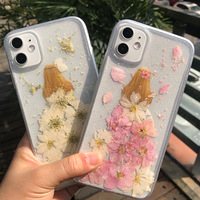 Étui CASEMIMI pour fleurs pressées - TPU souple transparent + PC, étanche et antichoc, design bleu luxueux pour tous les modèles