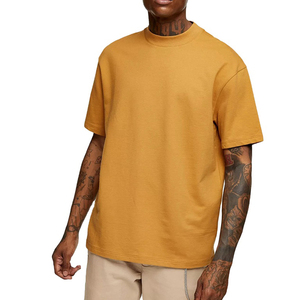 Camisetas Lisas de Alta Calidad 100% Algodón al por Mayor, Camisetas Extra Grandes y Gruesas para Hombre, Camisetas de Verano con Hombros Caídos - Product Image 1