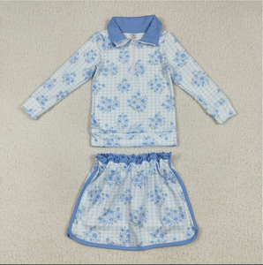 Sibling Baby Girls Zipper Pullovers Shirts Top Floral Skorts Yoga Sets - Product Image 6