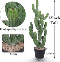 Cactus artificiel de 32 pouces, faux cactus du désert en pot, décoration pour la maison, le jardin et le bureau, paysage de cactus artificiel d'intérieur/extérieur