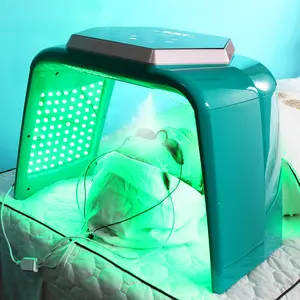 Дизайн в зеленом цвете 7 видов цветов УФ-лампа нано-распыляющее маска фотоновая СИД световая панель устройства EMS микро-электричество светодиодной терапии машина